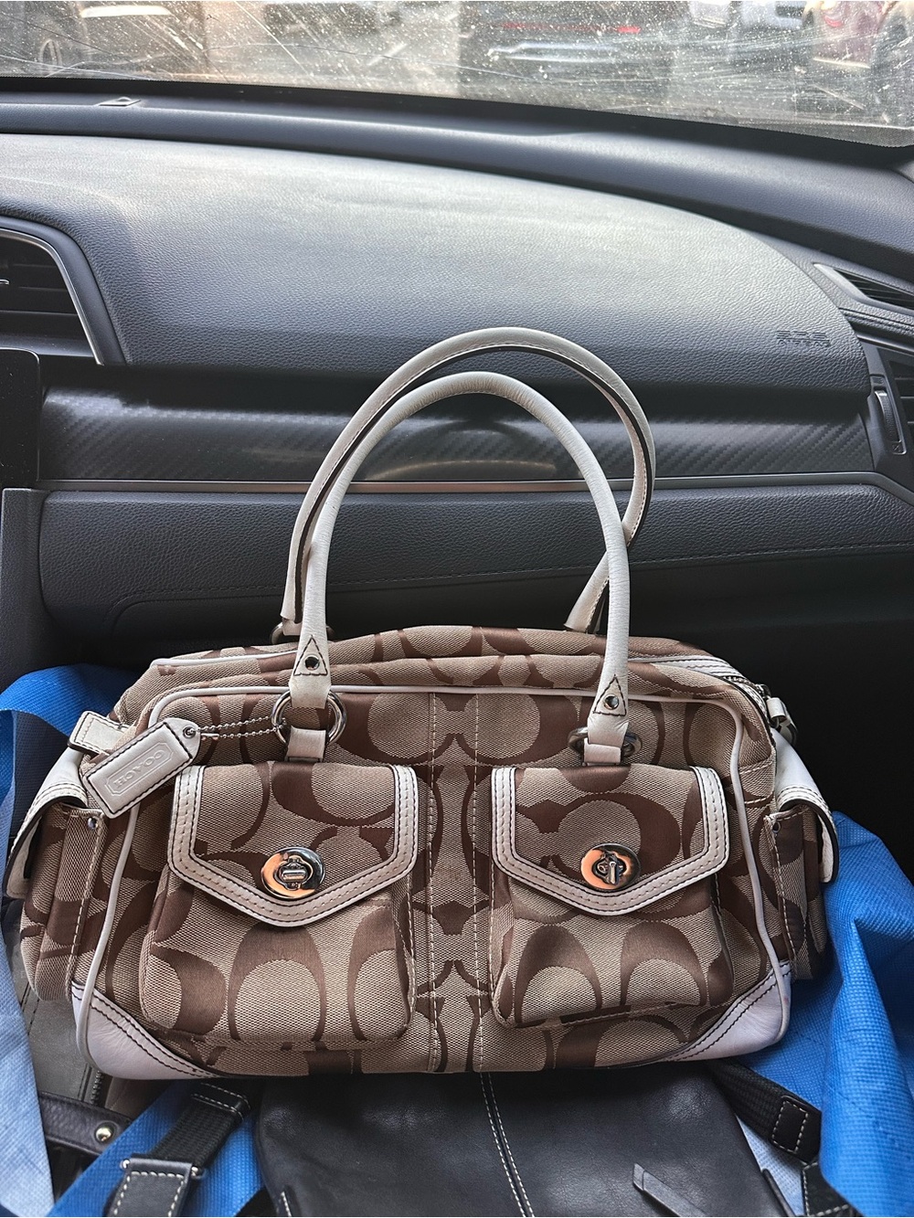 Vintage Coach Signature Gallery Pocket Satchel
